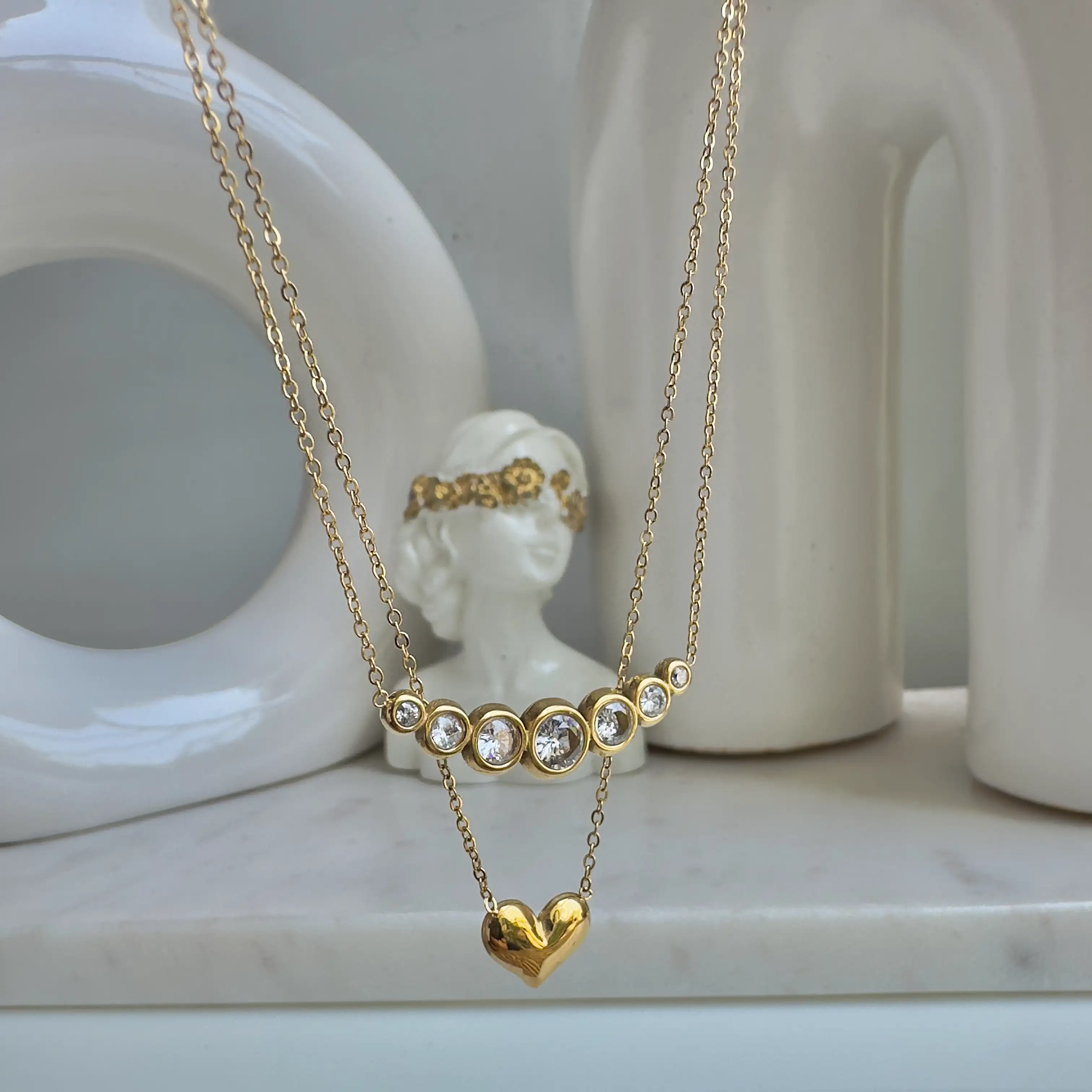 Mishkaa | Multistone layered heart chain